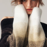 Omuz Dekolteli Degrade Renkli Kazak