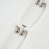 Kesik Bölmeli Boncuk Detaylı Nervürlü Örgü Üst