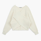 V Yaka Bej Örgü Crop Kazak