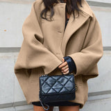 Oversize Bej Kaşe Kaban