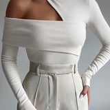 Asimetrik Omuz Detaylı Triko Bluz