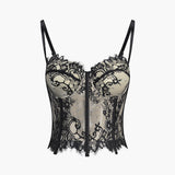 Çiçekli Dantel Yarı Şeffaf Korse