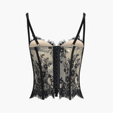 Çiçekli Dantel Yarı Şeffaf Korse