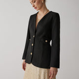 Golden Button Elegance Blazer