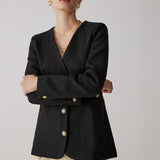 Golden Button Elegance Blazer