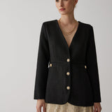 Golden Button Elegance Blazer