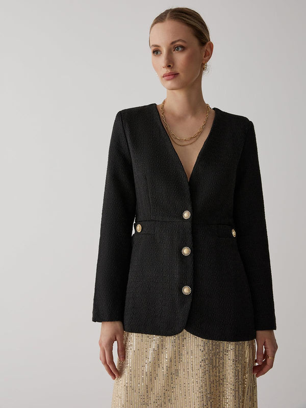 Golden Button Elegance Blazer