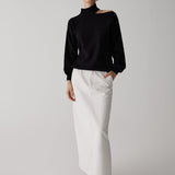 Omuzları Açık Balıkçı Yaka Uzun Kollu Kazak