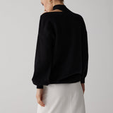 Omuzları Açık Balıkçı Yaka Uzun Kollu Kazak