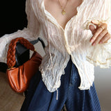 Şifon Şeffaf Marul Kesimli Uzun Kollu Gömlek