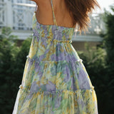 Çiçekli Kısa Katlı Elbise