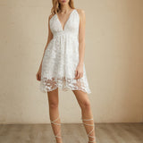 Çapraz Çift Kat Sırtı Açık Kısa Elbise