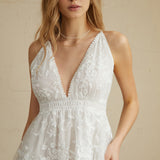 Çapraz Çift Kat Sırtı Açık Kısa Elbise