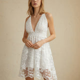 Çapraz Çift Kat Sırtı Açık Kısa Elbise