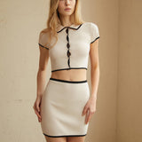 Kontrast Kesimli Mini Etek Takım