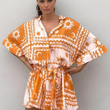 Desenli Geniş Kesim Şık Yazlık Tulum