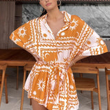 Desenli Geniş Kesim Şık Yazlık Tulum