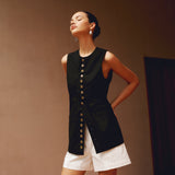 Düğmeli Uzun Yelek