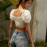 Kalp Yaka Arkasız Kısa Üst