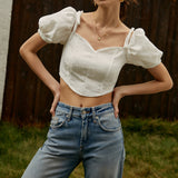 Kalp Yaka Arkasız Kısa Üst