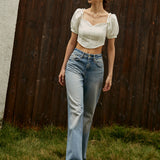 Kalp Yaka Arkasız Kısa Üst