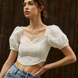 Kalp Yaka Arkasız Kısa Üst