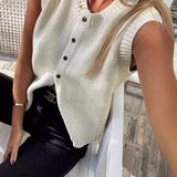 Şık Düğme Detaylı Triko Yelek