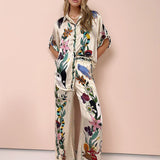 Çiçek Desenli Pantolon Takım