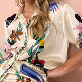 Çiçek Desenli Pantolon Takım