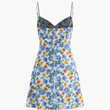 Boho Çiçek Desenli Cami Düğümlü Kısa Elbise