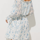 Çiçek Desenli Marul Kesimli Kemerli Omuzları Açık Kısa Elbise