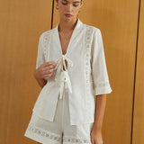 Düğümlü Kesimli Yarım Kol Üst ve Şort Takım