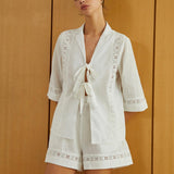 Düğümlü Kesimli Yarım Kol Üst ve Şort Takım