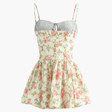 Çiçek Desenli Düğümlü Cami Kısa Elbise