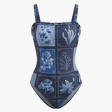 Bitki Desenli Tek Parça Mayo