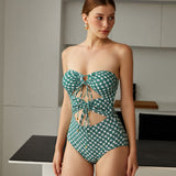 Çiçek Kesimli Straplez Tek Parça Mayo