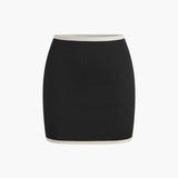 Kontrast Kesimli Mini Etek Takım