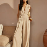 Keten Kumaşlı Şık Tulum