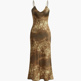 Baskı Sırtı Açık Fermuarlı Cami Elbise