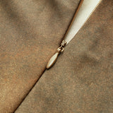 Baskı Sırtı Açık Fermuarlı Cami Elbise