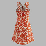 Baskılı Askılı Kısa Elbise