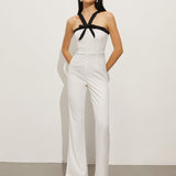 Siyah Detaylı Beyaz Tulum