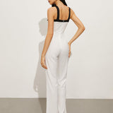 Siyah Detaylı Beyaz Tulum