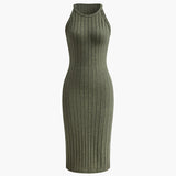 Bisiklet Yaka Kolsuz Elbise