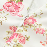 Kare Yaka Fermuarlı Çiçekli Elbise