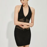 Örgü Halter Sırtı Açık Elbise