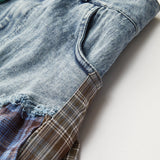 Panelli Asimetrik Etekli Denim Kısa Etek