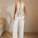 Sırtı Açık V Yaka Kolsuz Bluz