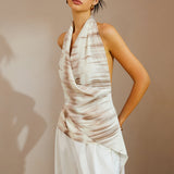 Sırtı Açık V Yaka Kolsuz Bluz