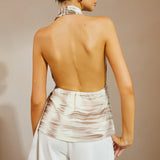 Sırtı Açık V Yaka Kolsuz Bluz